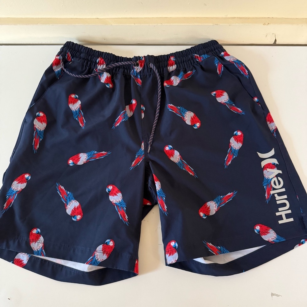 Hurley Parrot Volley Swim Shorts Navy Blue Men's XL Boardshorts Beach Water